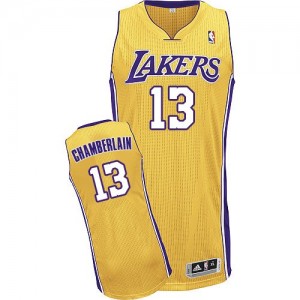 Maillot Authentic Los Angeles Lakers NBA Home Or - #13 Wilt Chamberlain - Homme