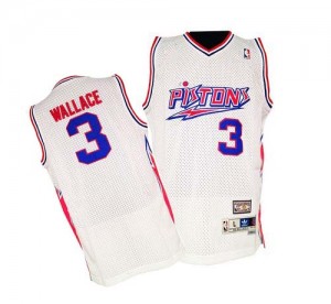 Maillot Authentic Detroit Pistons NBA Throwback Blanc - #3 Ben Wallace - Homme