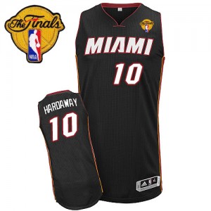 Maillot NBA Miami Heat #10 Tim Hardaway Noir Adidas Authentic Road Finals Patch - Homme