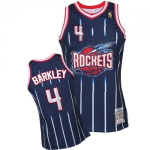 Maillot NBA Bleu marin Charles Barkley #4 Houston Rockets Hardwood Classic Fashion Authentic Homme Mitchell and Ness
