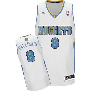 Maillot NBA Denver Nuggets #8 Danilo Gallinari Blanc Adidas Swingman Home - Homme