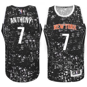 New York Knicks Carmelo Anthony #7 City Light Authentic Maillot d'équipe de NBA - Noir pour Homme