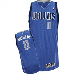 Maillot NBA Dallas Mavericks #0 Wesley Matthews Bleu royal Adidas Authentic Road - Enfants