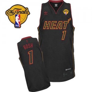 Maillot NBA Fibre de carbone noire Chris Bosh #1 Miami Heat Fashion Finals Patch Swingman Homme Adidas