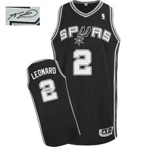 Maillot NBA Noir Kawhi Leonard #2 San Antonio Spurs Road Autographed Authentic Homme Adidas