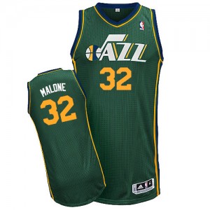 Utah Jazz Karl Malone #32 Alternate Authentic Maillot d'équipe de NBA - Vert pour Homme