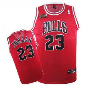 Maillot Authentic Chicago Bulls NBA Throwback Champions Patch Rouge - #23 Michael Jordan - Homme