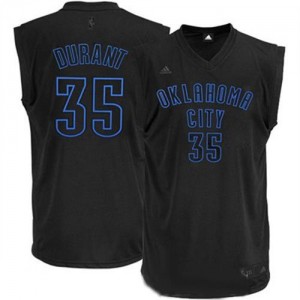 Oklahoma City Thunder #35 Adidas Noir Swingman Maillot d'équipe de NBA Promotions - Kevin Durant pour Homme