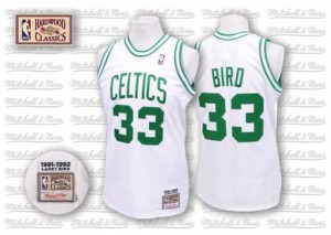 Boston Celtics #33 Mitchell and Ness Throwback Blanc Swingman Maillot d'équipe de NBA achats en ligne - Larry Bird pour Homme