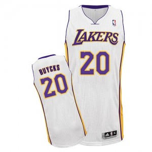 Maillot NBA Los Angeles Lakers #20 Dwight Buycks Blanc Adidas Authentic Alternate - Homme