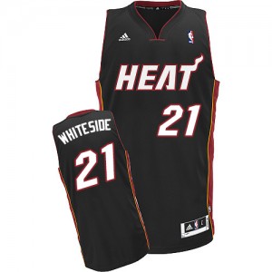 Maillot NBA Noir Hassan Whiteside #21 Miami Heat Road Swingman Enfants Adidas