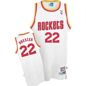 Houston Rockets Mitchell and Ness Clyde Drexler #22 Throwback Swingman Maillot d'équipe de NBA - Blanc pour Homme