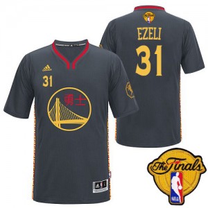 Maillot NBA Golden State Warriors #31 Festus Ezeli Noir Adidas Swingman Slate Chinese New Year 2015 The Finals Patch - Homme