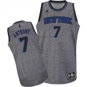 Maillot Adidas Gris Static Fashion Authentic New York Knicks - Carmelo Anthony #7 - Femme