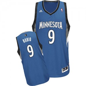 Maillot NBA Minnesota Timberwolves #9 Ricky Rubio Slate Blue Adidas Swingman Road - Enfants