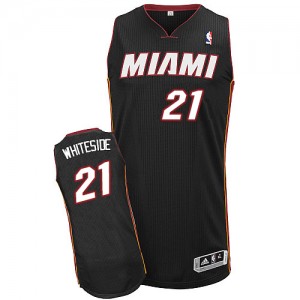 Maillot Adidas Noir Road Authentic Miami Heat - Hassan Whiteside #21 - Homme