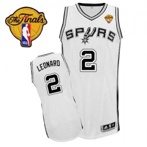 Maillot Authentic San Antonio Spurs NBA Home Finals Patch Blanc - #2 Kawhi Leonard - Homme