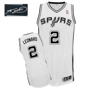 Maillot NBA Authentic Kawhi Leonard #2 San Antonio Spurs Home Autographed Blanc - Homme