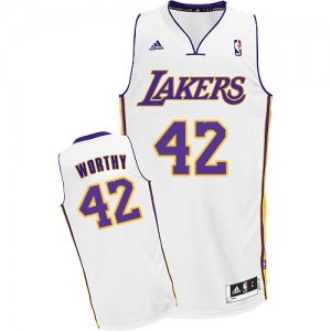 Los Angeles Lakers James Worthy #42 Alternate Swingman Maillot d'équipe de NBA - Blanc pour Homme