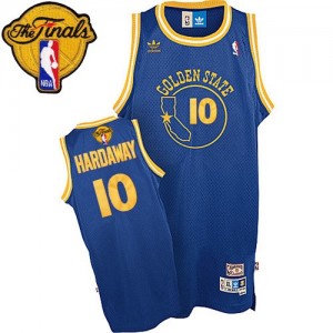 Maillot NBA Golden State Warriors #10 Tim Hardaway Bleu royal Adidas Authentic Throwback 2015 The Finals Patch - Homme