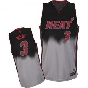 Maillot Authentic Miami Heat NBA Fadeaway Fashion Gris noir - #3 Dwyane Wade - Homme