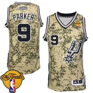 Maillot NBA Authentic Tony Parker #9 San Antonio Spurs Finals Patch Camo - Homme