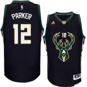 Milwaukee Bucks #12 Adidas Alternate Noir Authentic Maillot d'équipe de NBA pas cher - Jabari Parker pour Homme