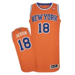 Maillot NBA New York Knicks #18 Phil Jackson Orange Adidas Authentic Alternate - Homme
