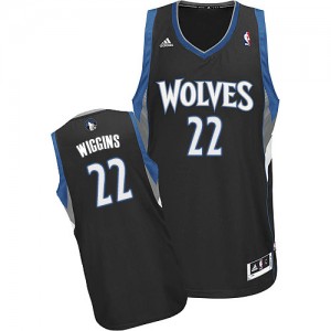 Minnesota Timberwolves #22 Adidas Alternate Noir Swingman Maillot d'équipe de NBA pas cher - Andrew Wiggins pour Homme