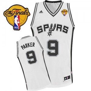 Maillot NBA San Antonio Spurs #9 Tony Parker Blanc Adidas Swingman Home Finals Patch - Homme
