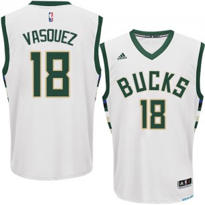 Milwaukee Bucks #18 Adidas Home Blanc Authentic Maillot d'équipe de NBA Vente pas cher - Greivis Vasquez pour Homme