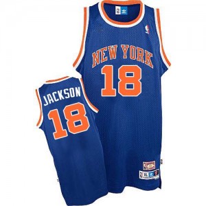 Maillot NBA Bleu royal Phil Jackson #18 New York Knicks Throwback Authentic Homme Adidas