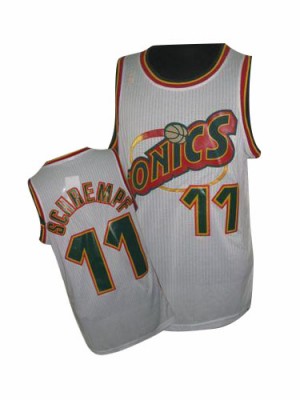 Maillot NBA Authentic Detlef Schrempf #11 Oklahoma City Thunder Throwback SuperSonics Blanc - Homme