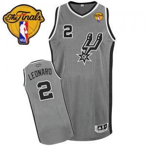 Maillot NBA San Antonio Spurs #2 Kawhi Leonard Gris argenté Adidas Authentic Alternate Finals Patch - Enfants