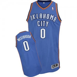 Maillot NBA Oklahoma City Thunder #0 Russell Westbrook Bleu royal Adidas Authentic Road - Enfants