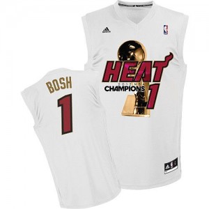 Maillot NBA Blanc Chris Bosh #1 Miami Heat Finals Champions Swingman Homme Adidas