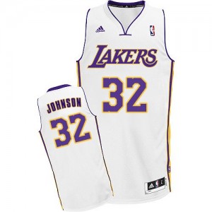 Maillot NBA Los Angeles Lakers #32 Magic Johnson Blanc Adidas Swingman Alternate - Homme