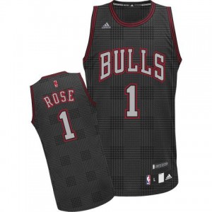 Chicago Bulls Derrick Rose #1 Rhythm Fashion Authentic Maillot d'équipe de NBA - Noir pour Homme