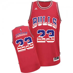 Chicago Bulls #23 Adidas USA Flag Fashion Rouge Authentic Maillot d'équipe de NBA en soldes - Michael Jordan pour Homme
