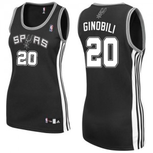 Maillot NBA Noir Manu Ginobili #20 San Antonio Spurs Road Authentic Femme Adidas