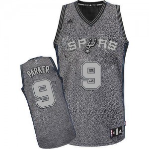 Maillot NBA San Antonio Spurs #9 Tony Parker Gris Adidas Swingman Static Fashion - Homme