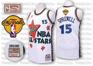 Golden State Warriors Latrell Sprewell #15 Throwback 2015 The Finals Patch Authentic Maillot d'équipe de NBA - Blanc pour Homme
