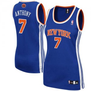 Maillot NBA New York Knicks #7 Carmelo Anthony Bleu royal Adidas Authentic Road - Femme