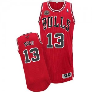 Maillot NBA Rouge Joakim Noah #13 Chicago Bulls Road 20TH Anniversary Authentic Homme Adidas