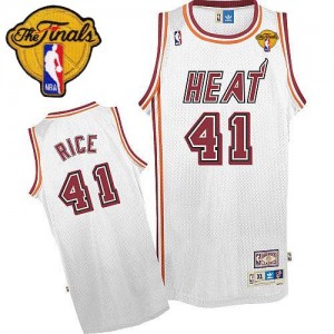 Maillot Adidas Blanc Throwback Finals Patch Authentic Miami Heat - Glen Rice #41 - Homme