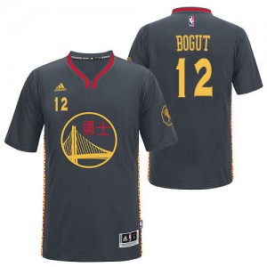 Golden State Warriors #12 Adidas Slate Chinese New Year Noir Authentic Maillot d'équipe de NBA sortie magasin - Andrew Bogut pour Homme