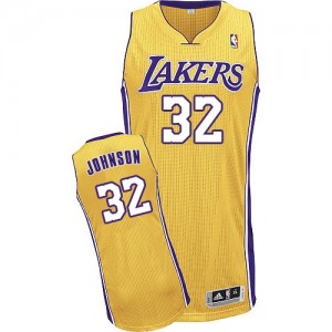 Los Angeles Lakers Magic Johnson #32 Home Authentic Maillot d'équipe de NBA - Or pour Homme