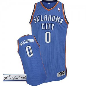 Maillot Authentic Oklahoma City Thunder NBA Road Autographed Bleu royal - #0 Russell Westbrook - Homme