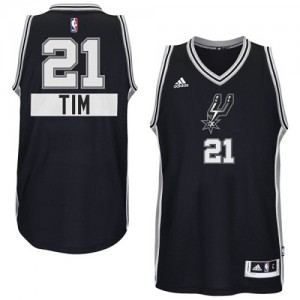 Maillot NBA Noir Tim Duncan #21 San Antonio Spurs 2014-15 Christmas Day Authentic Enfants Adidas