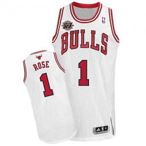 Maillot Authentic Chicago Bulls NBA Home 20TH Anniversary Blanc - #1 Derrick Rose - Homme